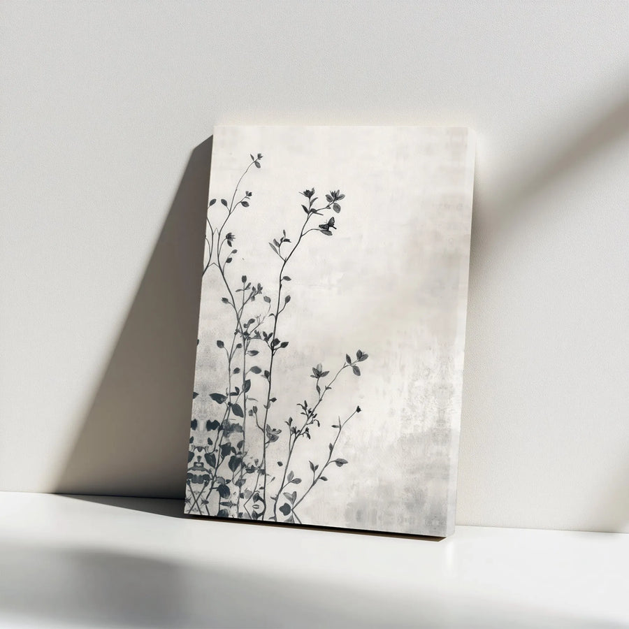 Minimalist Wildflower Canvas Print | Delicate Botanical Line Art | Premium Gallery Wrap Canvas | Modern Farmhouse Wall Decor Gift