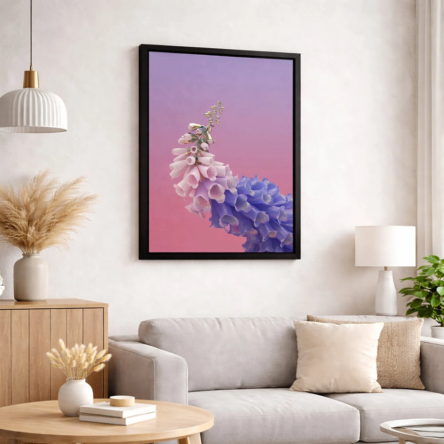 Surreal Foxglove Flower Canvas Art | Gradient Botanical Wall Decor | Premium Fade-Resistant Print | Modern Home & Office Interior Decor