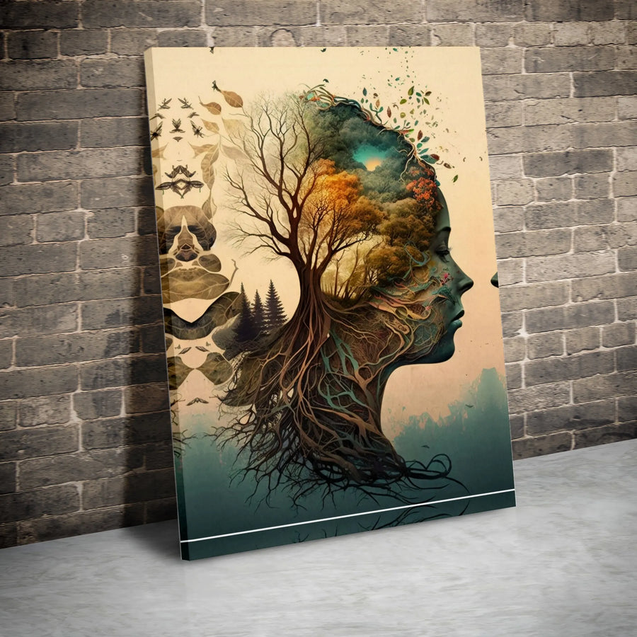 Mother Nature Canvas Print | Surreal Tree Of Life Forest Art | 1.25-Inch Gallery Wrapped Canvas | Botanical Wall Decor For Home Office