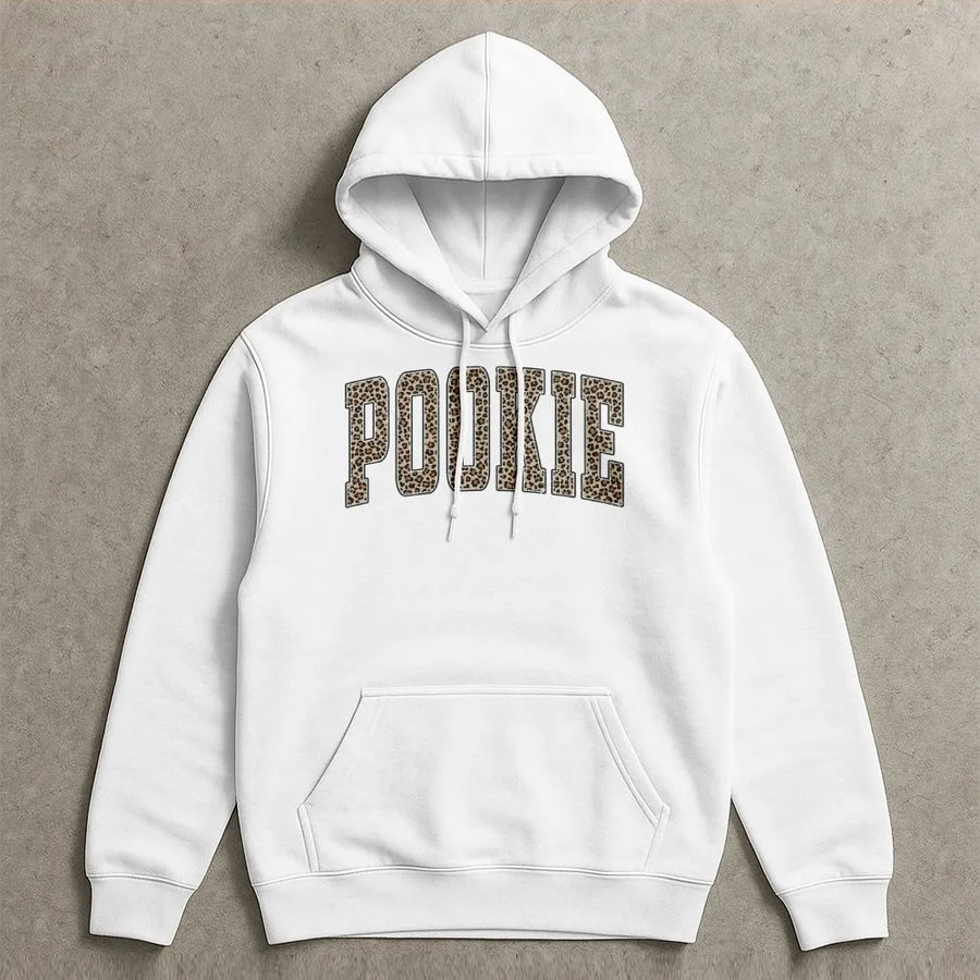 Pookie Hoodie | Leopard Print Varsity Letter Design | Soft Premium Cotton Blend | Trendy Aesthetic Gift For Girlfriend Or Bestie