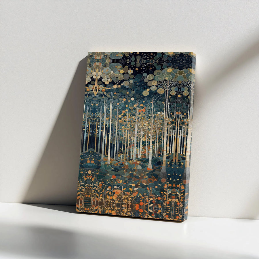Abstract Forest Canvas Wall Art | Art Nouveau Woodland Print | Premium 1.25" Thick Canvas | Modern Home & Office Decor Gift