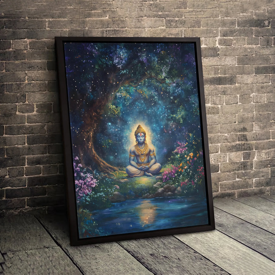 Lord Hanuman Canvas Art | Meditating Spiritual Wall Decor | Premium Fade-Resistant Print | Zen Home & Office Gift