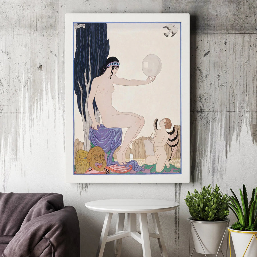 George Barbier Le Miroir De La Vérité Canvas Print | Art Deco Muse Wall Art | Premium 1.25 Inch Gallery Wrap | Vintage Fine Art Home Decor Gift