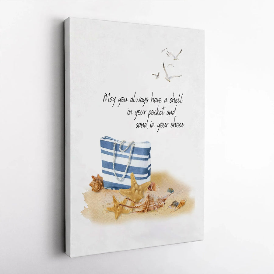 Beach Wall Art | Seashell Quote Canvas Print | Coastal Decor for Home | Premium Beach House Gift for Ocean Lovers