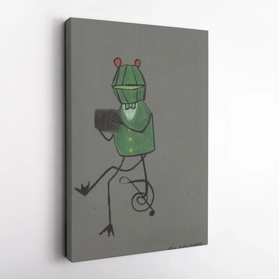 Quirky Frog Canvas Print | Whimsical Hand-Drawn Character Art | Premium Gallery-Quality Canvas | Unique Gift for Nursery or Kids Room