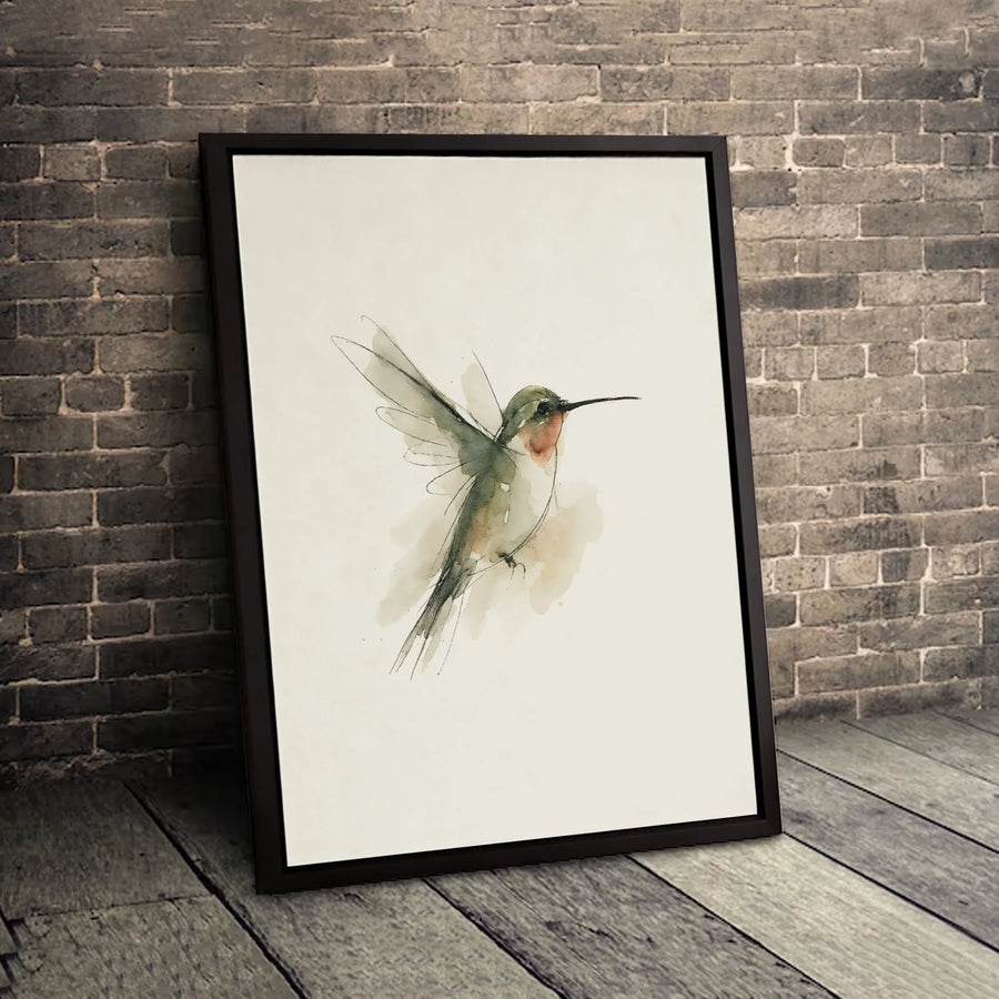 Hummingbird Wall Art | Minimalist Watercolor Sketch | Premium Gallery-Wrapped Canvas | Nature-Inspired Home Decor Gift