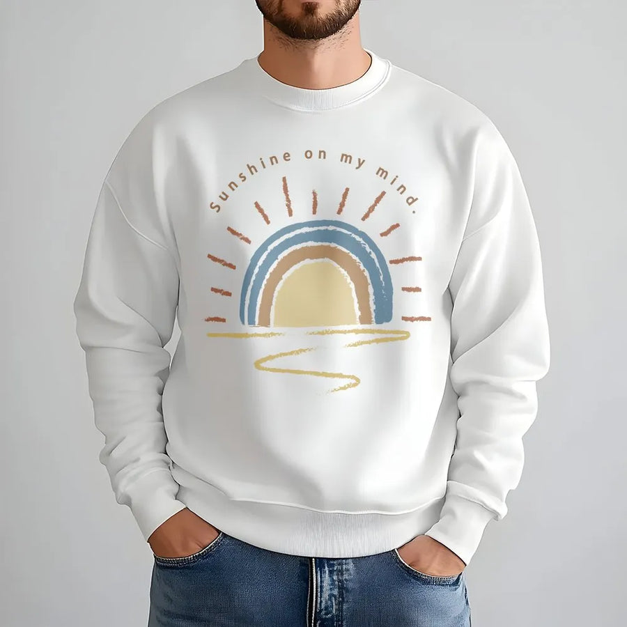 Sunshine On My Mind Sweatshirt | Retro Boho Sun Graphic | Premium Comfort Colors Tee | Summer Vacation Gift for Women