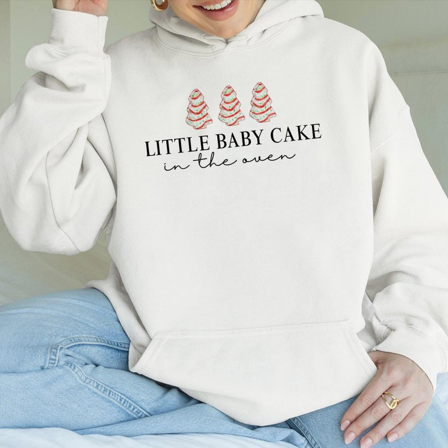 Little Baby Cake In The Oven Hoodie | Christmas Pregnancy Announcement | Soft Cotton-Blend Unisex Sweatshirt | Holiday Baby Reveal Gift