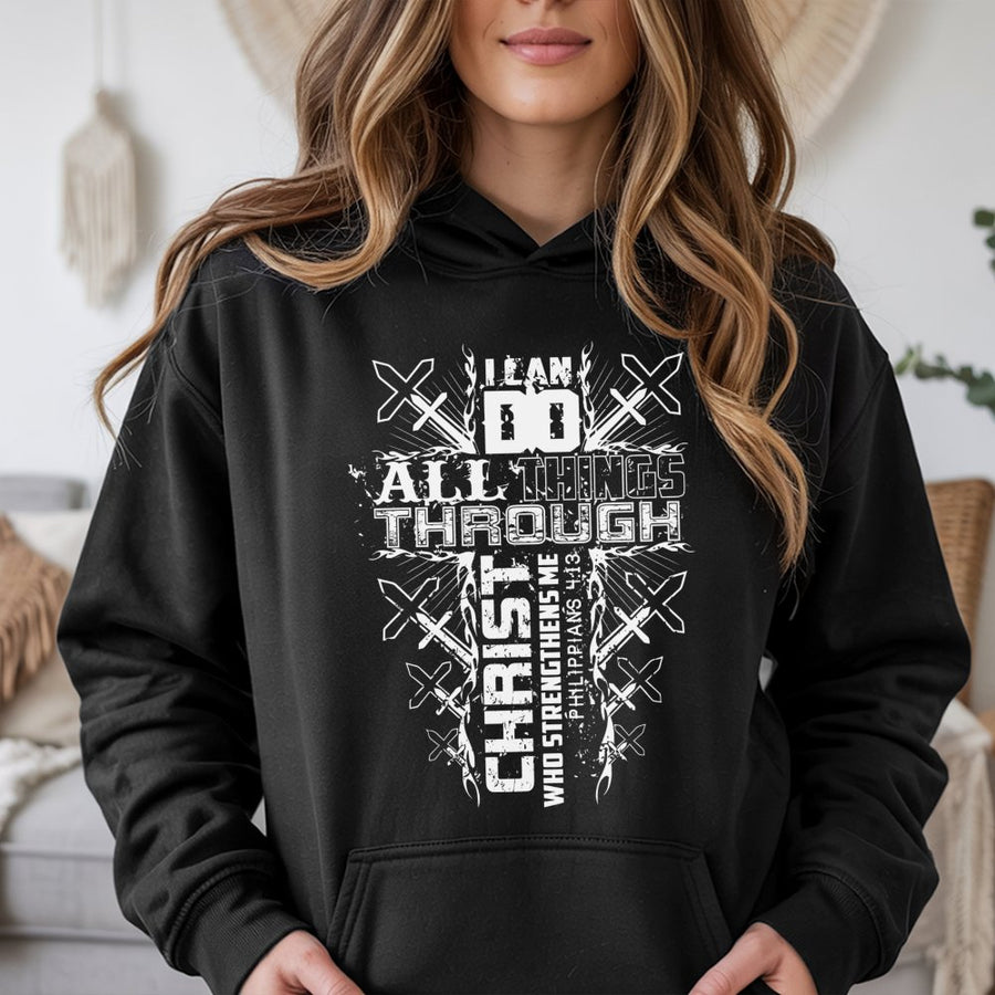I Can Do All Things Through Christ Hoodie | Philippians 4:13 Scripture Verse | Premium Unisex Christian Apparel | Religious Faith Gift for Men & Women