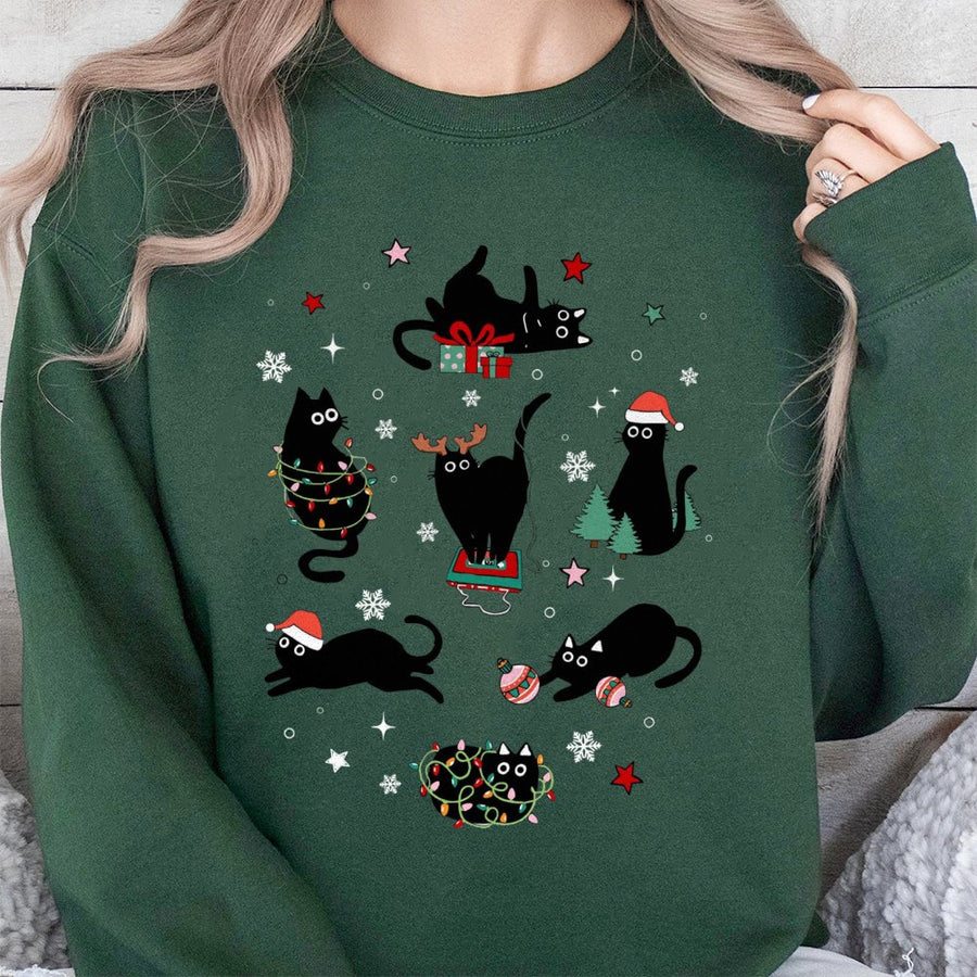 Christmas Cat Sweatshirt | Cute Peek-a-Boo Kittens Pattern | Premium Cotton Blend | Funny Holiday Gift for Cat Lovers & Pet Owners