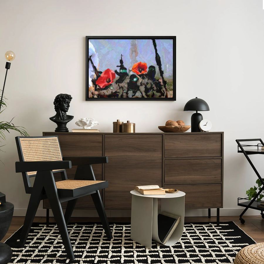 Abstract Poppy Flower Canvas Print | Soldier Silhouette Art | Premium Gallery-Wrapped 1.25" Profile | Remembrance Day Gift Wall Decor