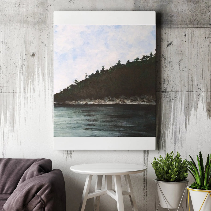 Maine Seascape Canvas Wall Art | Moody Coastal Scenery Print | Premium 1.25" Thick Canvas | Nautical Home Decor Gift for Ocean Lovers