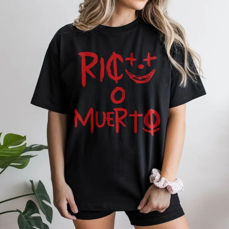Rico O Muerto T-Shirt | Edgy Urban Streetwear Graphic | 100% Soft Cotton Premium Tee | Unique Gift for Men and Women