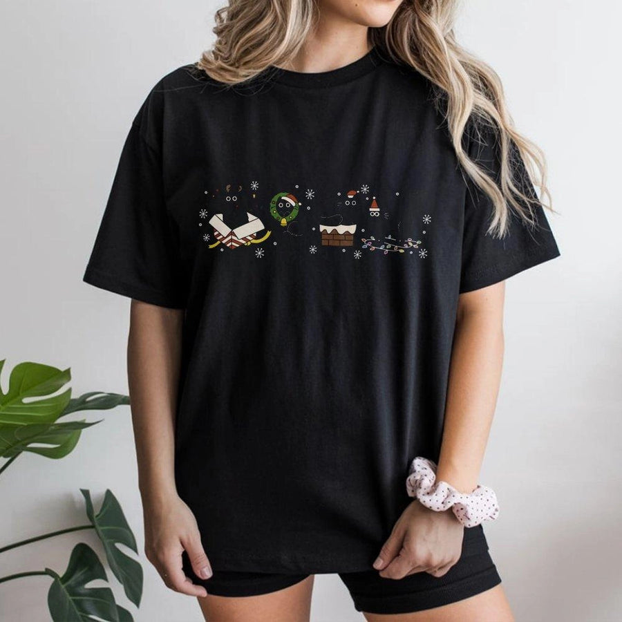 Christmas Black Cat T-Shirt | Festive Kittens Holiday Graphic | Premium Soft Cotton | Cat Mom Gift Idea