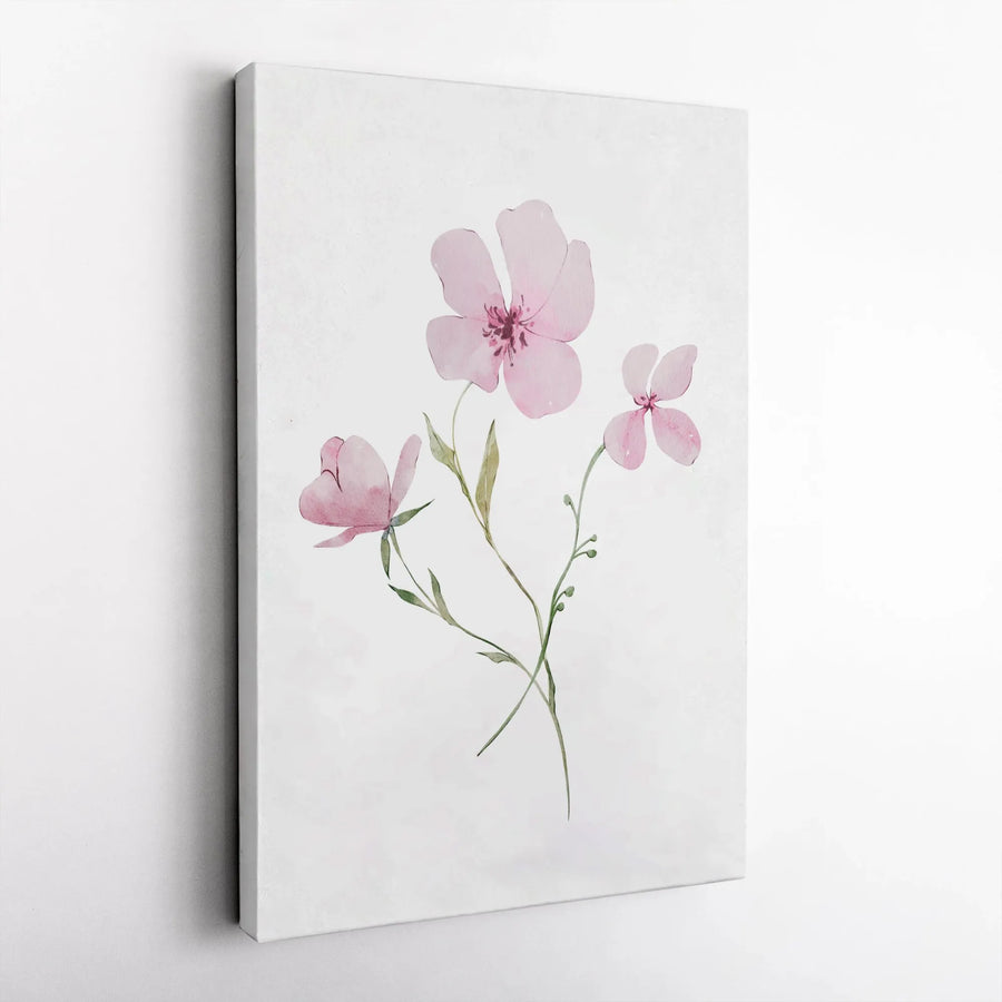 Pink Watercolor Wildflower Wall Art | Minimalist Botanical Canvas Print | Premium Gallery-Wrapped Decor | Elegant Home and Office Gift