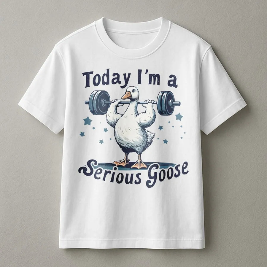 Serious Goose Gym T-Shirt | Funny Lifting Duck Graphic Design | Premium Cotton Workout Tee | Gift for Weightlifter & Fitness Lover