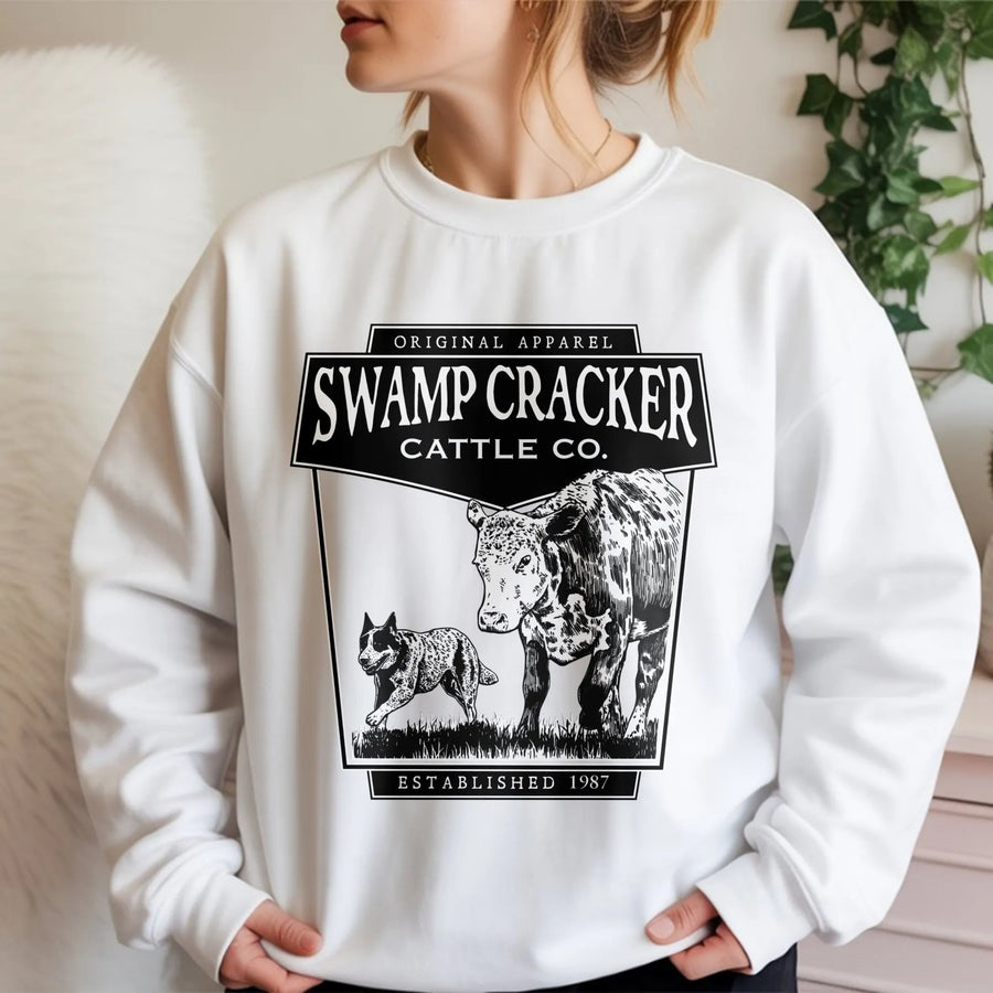 Western Ranch Sweatshirt | Cattle Co Farm Life Graphic | Premium Cotton Blend | Gift for Cowboy Cowgirl Farmer Rancher