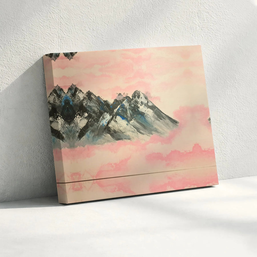 Abstract Mountain Canvas Wall Art | Soft Pink Clouds Landscape Print | Premium Gallery-Wrapped 1.25" Profile | Modern Home Decor Gift