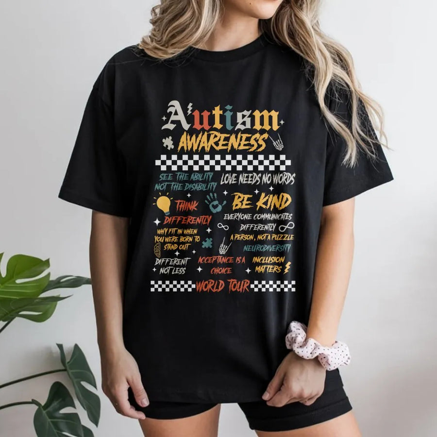 Autism Awareness T-Shirt | Neurodiversity Acceptance Retro Graphic | Premium Cotton Shirt | Support Advocate Gift