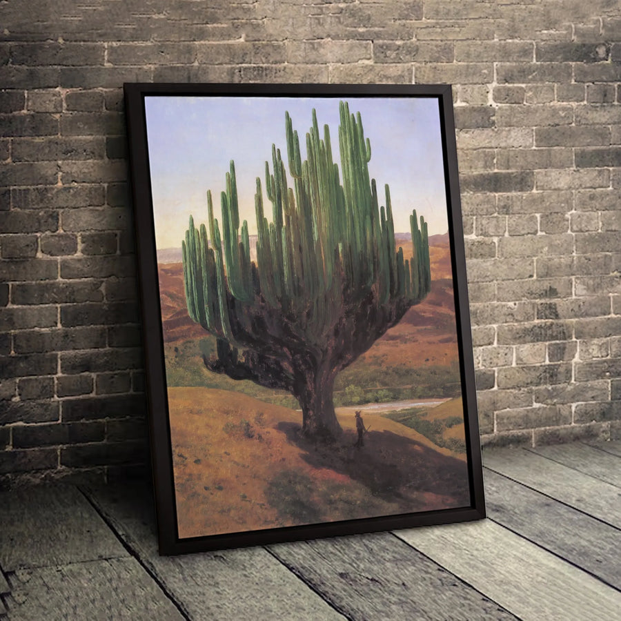 The Giant Cactus Landscape Canvas | Jose Maria Velasco Desert Wall Art | Premium Gallery Wrapped Print | Southwestern Home Decor Gift