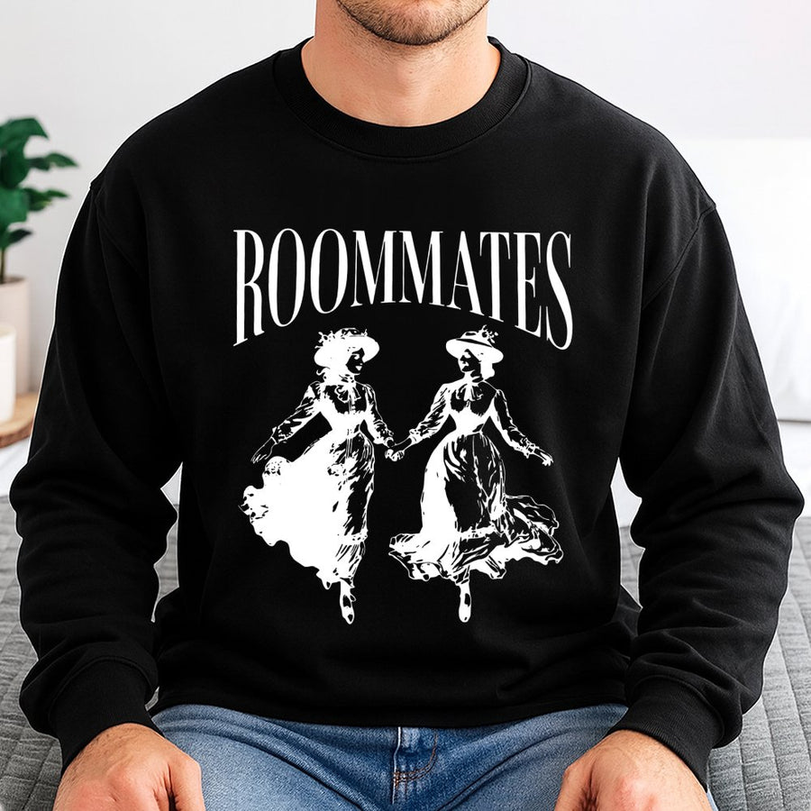 Roommates Sweatshirt | Vintage Victorian Women Illustration | Soft Cotton Blend Unisex Pullover | Funny Lesbian Pride Gift For Her