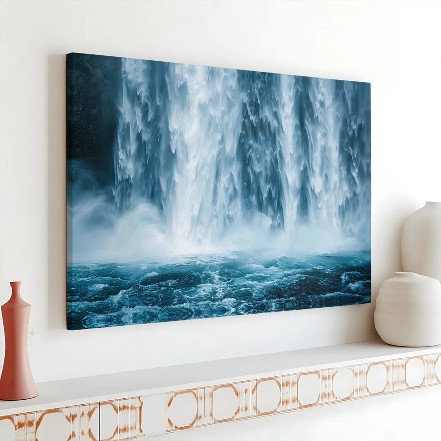 Waterfall Canvas Wall Art | Abstract Rushing Water Photo Print | Premium Gallery Wrap | Modern Nature Decor Gift for Living Room
