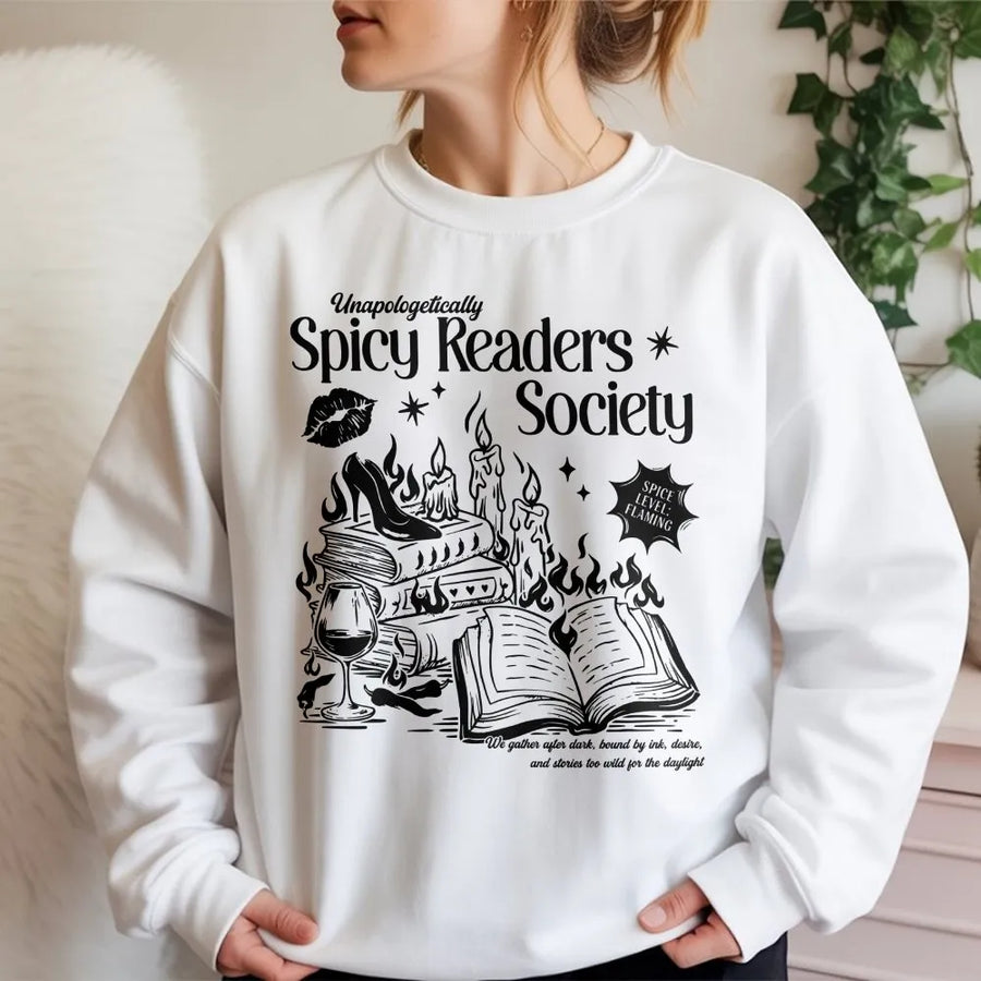 Spicy Readers Society Sweatshirt | Smut Book Lover Graphic Tee | Premium Cotton Booktok Merch | Gift for Romance Readers & Book Club Members