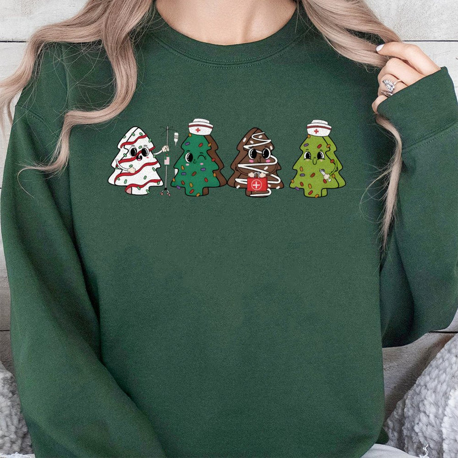 Christmas Nurse Sweatshirt | Cute Festive Medical Tree Graphic | Soft Cotton Blend Crewneck | Holiday Gift For Nurses And Nursing Students