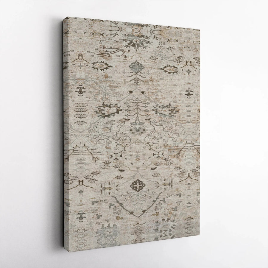 Distressed Oriental Rug Canvas | Vintage Persian Print Wall Art | Premium 1.25-Inch Gallery Wrap | Neutral Home Decor For Living Room