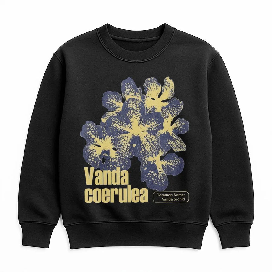 Vanda Coerulea Sweatshirt | Botanical Blue Orchid Graphic | Premium Cotton Blend | Nature Lover Gift for Gardeners