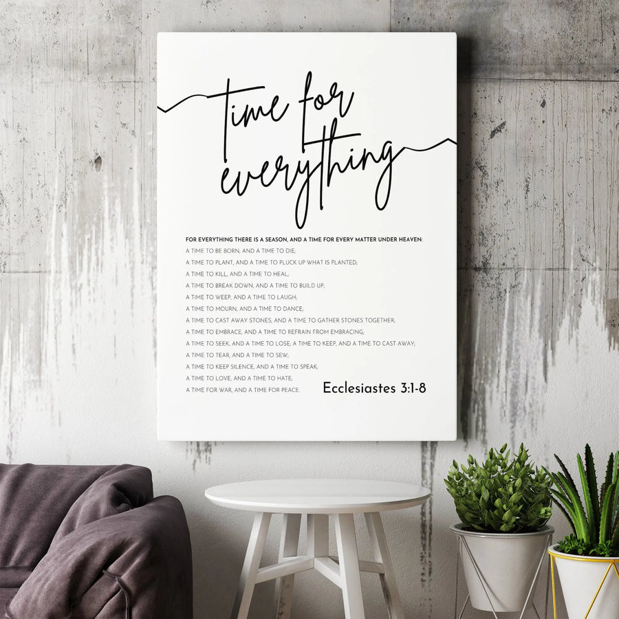 Ecclesiastes 3:1-8 Bible Verse Canvas | Time For Everything Scripture Wall Art | Premium Gallery Wrap Decor | Inspirational Christian Home Gift