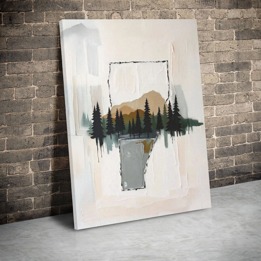 Arkansas State Outline Canvas | Abstract Mountain Pine Forest Art | Premium 1.25" Gallery Wrap | Modern Home Office Decor Wall Print