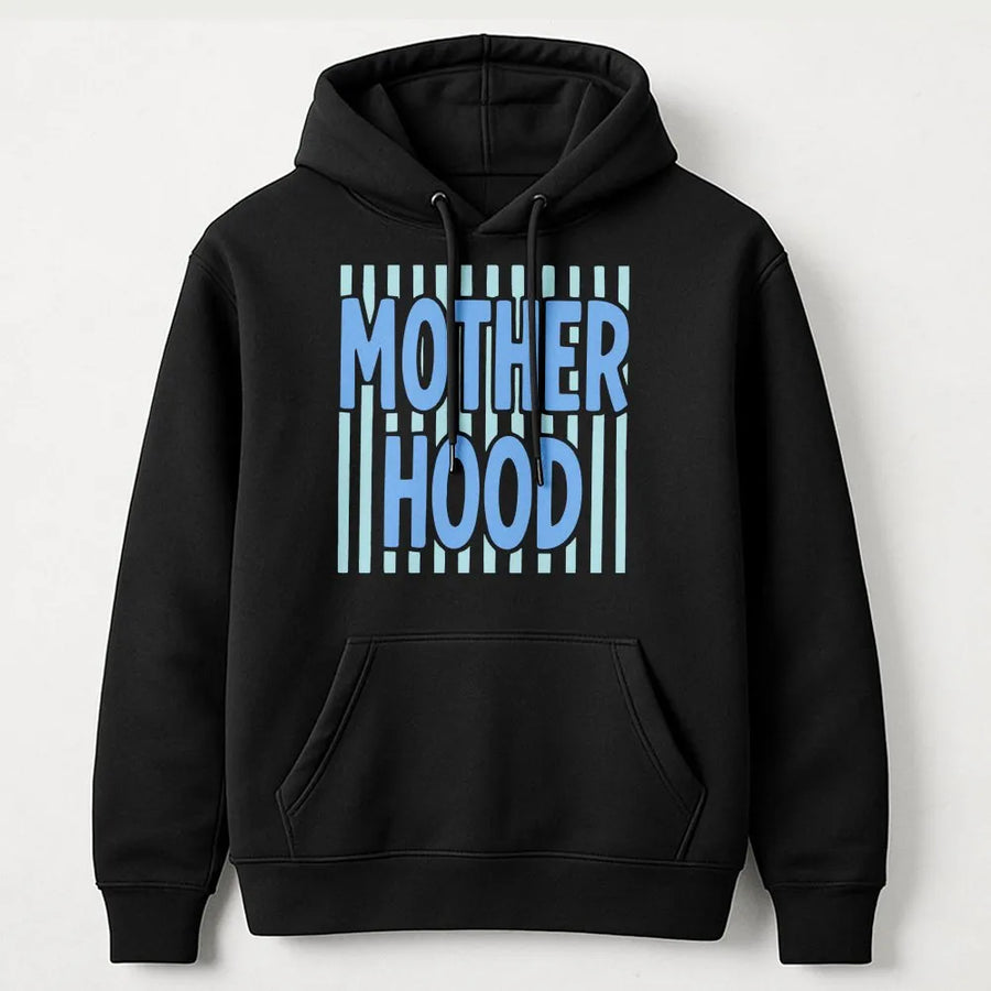 Motherhood Hoodie | Preppy Striped Graphic Crewneck | Soft Cotton Blend | Unique Mother's Day Gift For New Mom