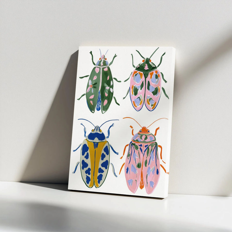 Colorful Beetle Canvas Print | Modern Entomology Art | Thick Gallery Wrap Canvas | Eclectic Home Decor Gift for Nature Lover