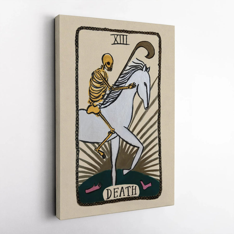 Death Tarot Card Wall Art | XIII Skeleton Horse Illustration | Premium Gallery Wrapped Canvas | Gothic Home Decor Gift for Occult Lovers