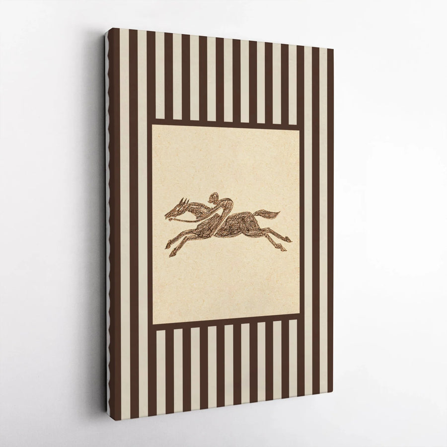 Horse Racing Jockey Canvas Art | Vintage Equestrian Striped Print | Premium Gallery-Wrapped Wall Decor | Gift for Horse Lovers
