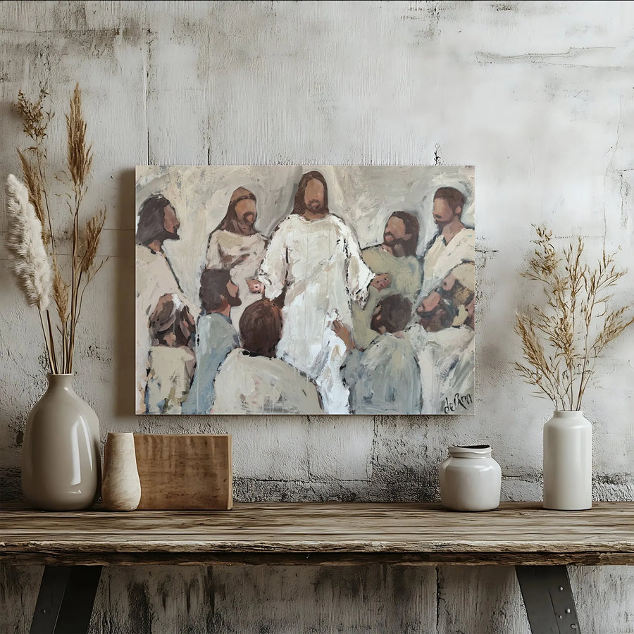 Jesus with Disciples Canvas Print | Peace I Leave With You Scripture Wall Art | Premium Gallery-Quality Canvas | Religious Home Decor Gift