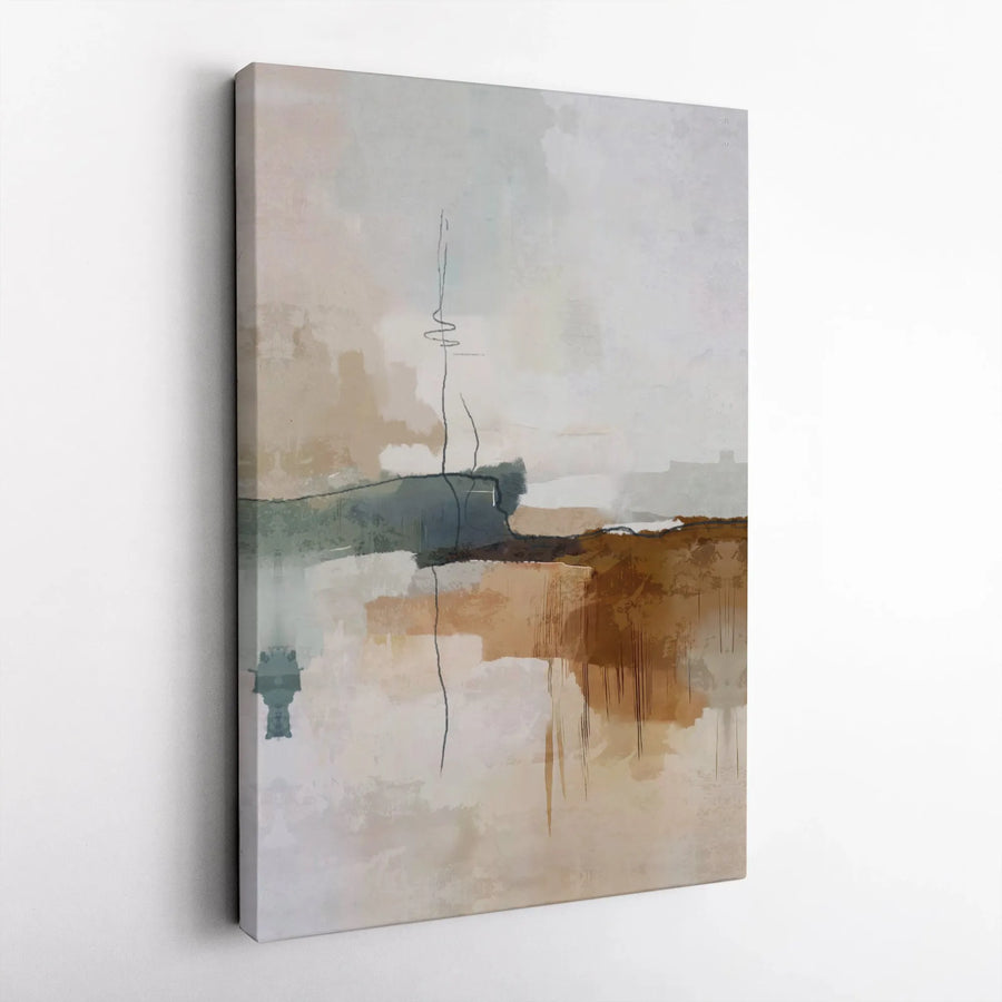 Modern Abstract Landscape Canvas | Beige and Brown Minimalist Wall Art | Premium Gallery-Wrapped Print | Home and Office Decor Gift