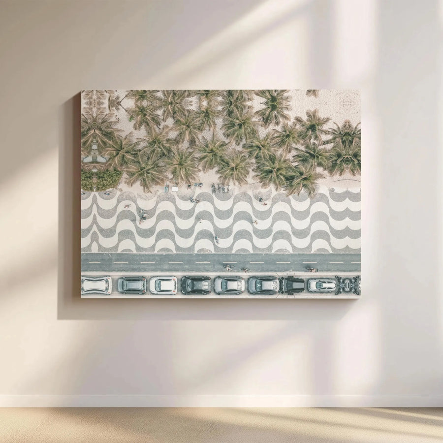 Rio Copacabana Beach Canvas Art | Aerial Drone Photo of Iconic Boardwalk | Premium Gallery Wrapped Canvas | Brazil Travel Gift for Coastal Home Decor