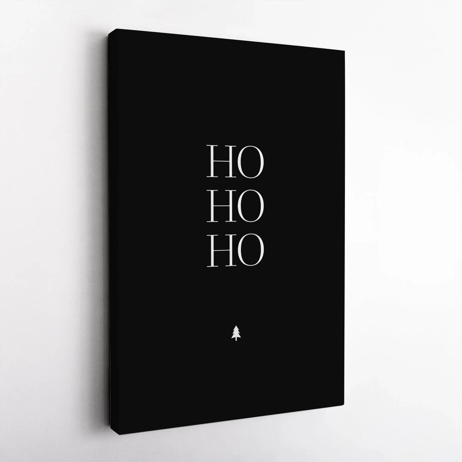 Ho Ho Ho Christmas Canvas Print | Minimalist Black and White Typography | Premium Gallery-Wrapped Wall Art | Modern Holiday Home Decor Gift
