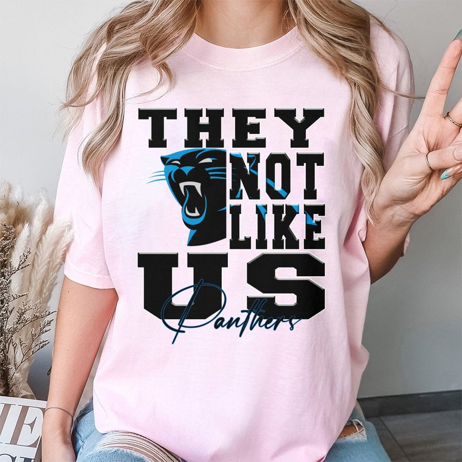They Not Like Us Panthers With Carolina Panthers Logo T-Shirt