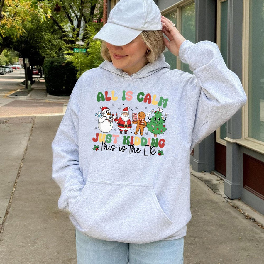 Nurse Christmas Hoodie | Funny ER Medical Staff Holiday Graphic | Cotton-Blend Premium Sweatshirt | Gift for Nurses & Doctors
