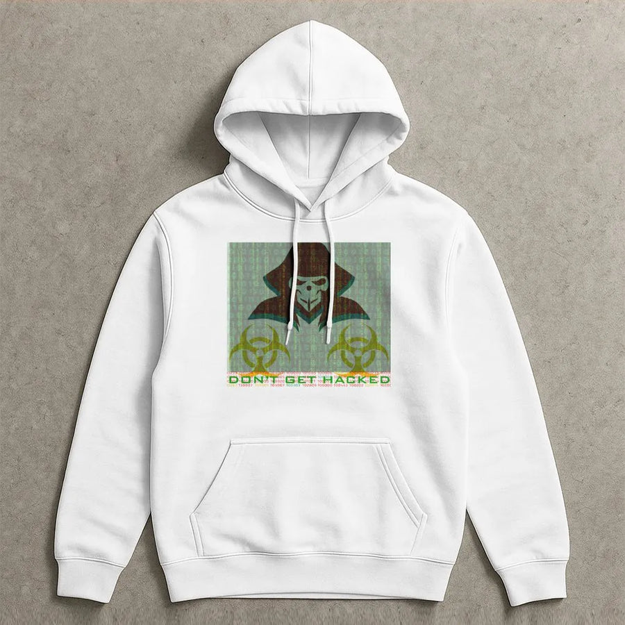 Hacker Hoodie | Cybersecurity Glitch Skull Design | Premium Cotton-Poly Blend | Gift for Programmers and Coders