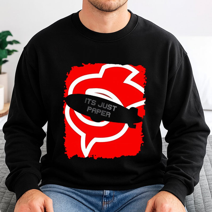Its Just Paper Graphic Sweatshirt | Iconic Blimp Money Logo Print | Premium Cotton Blend | Unisex Streetwear Gift for Car Enthusiasts