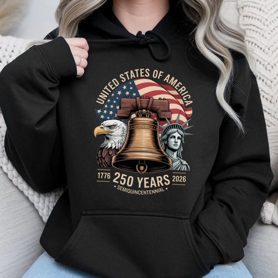 USA 250th Anniversary Hoodie | 1776-2026 Semiquincentennial Graphic | Soft Cotton Blend Crewneck | Patriotic Collector's Gift for History Buffs