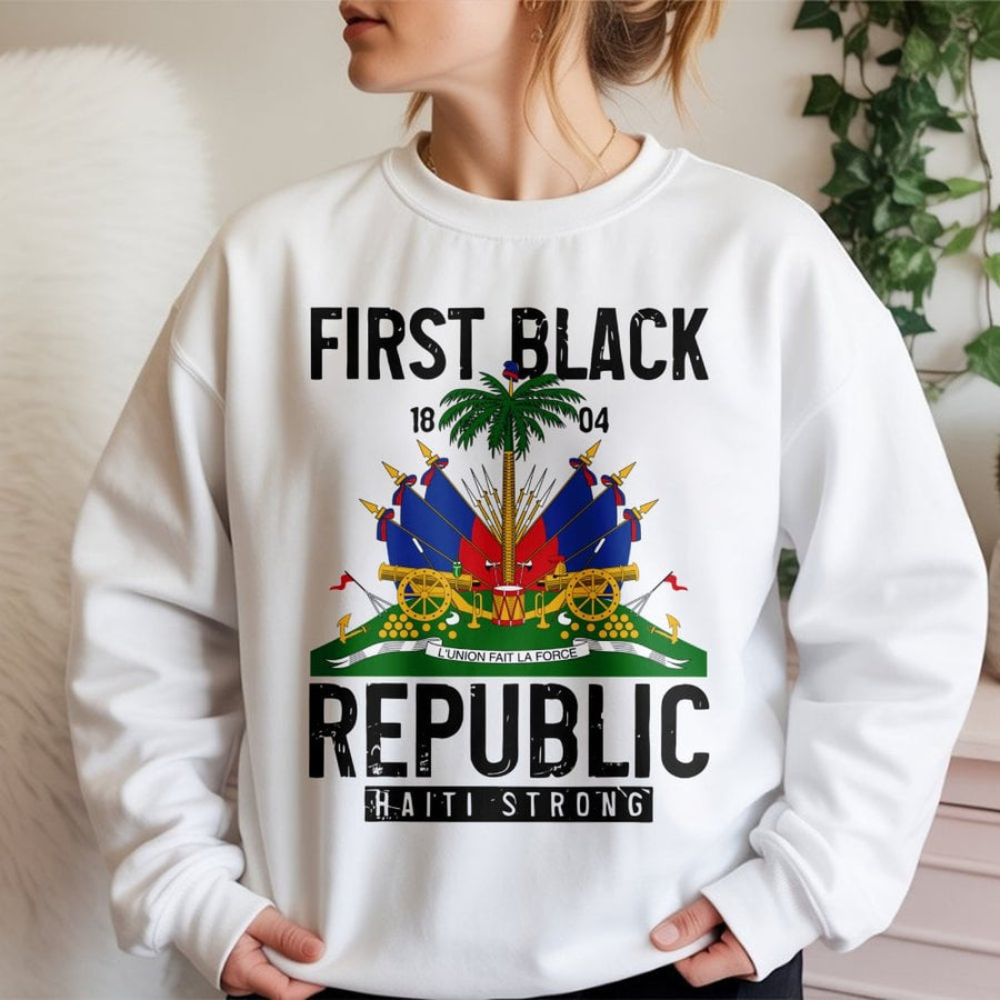 Haiti First Black Republic Sweatshirt | Haitian Flag Heritage Design | Cotton Blend Premium Crewneck | Patriotic Gift for Haitian Pride