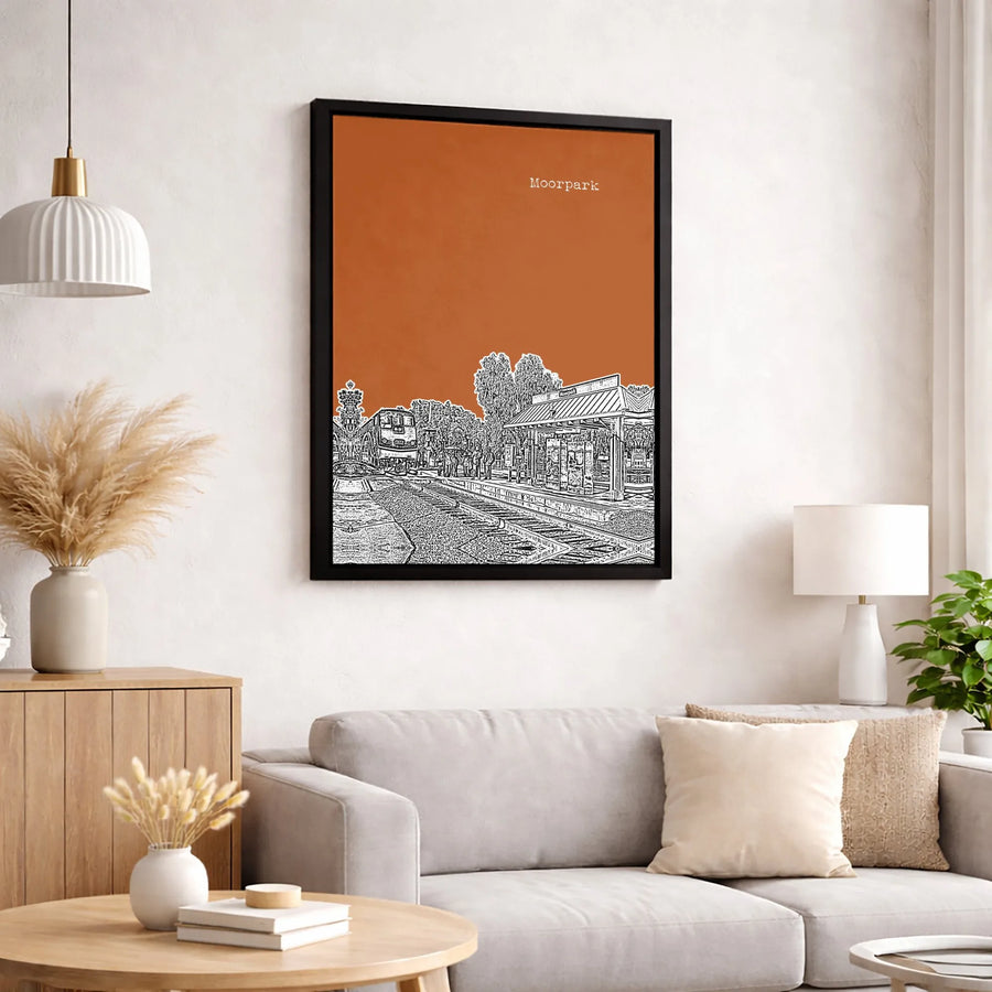 Moorpark Train Station Canvas Art | Minimalist Sketch Print | 1.25-Inch Gallery Wrap | California City Decor Gift