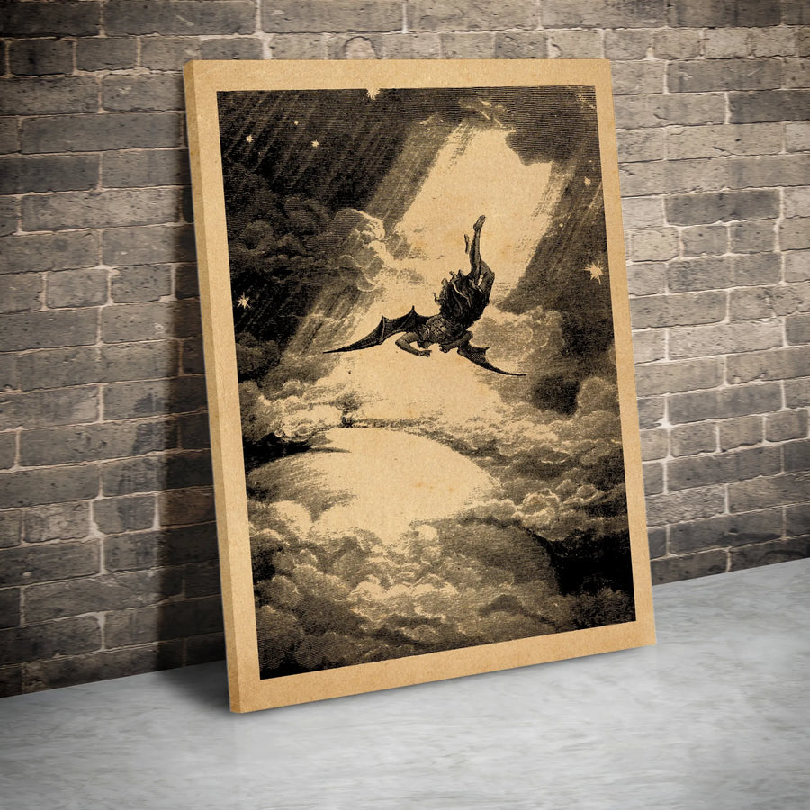 The Fall Of Lucifer Canvas Print | Gustave Doré Gothic Art | Premium Gallery Wrapped Wall Decor | Dark Academia Collector's Gift