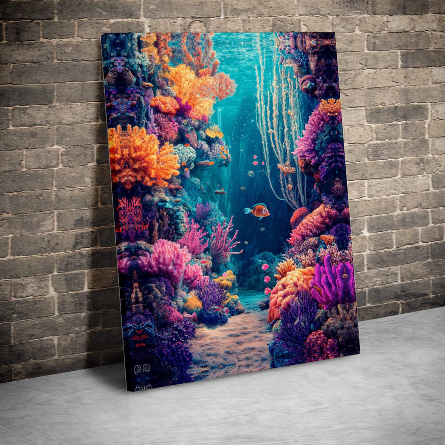 Coral Reef Canvas Wall Art | Vibrant Underwater Sea Life Print | Premium Gallery Wrapped Canvas | Coastal & Nautical Home Decor Gift