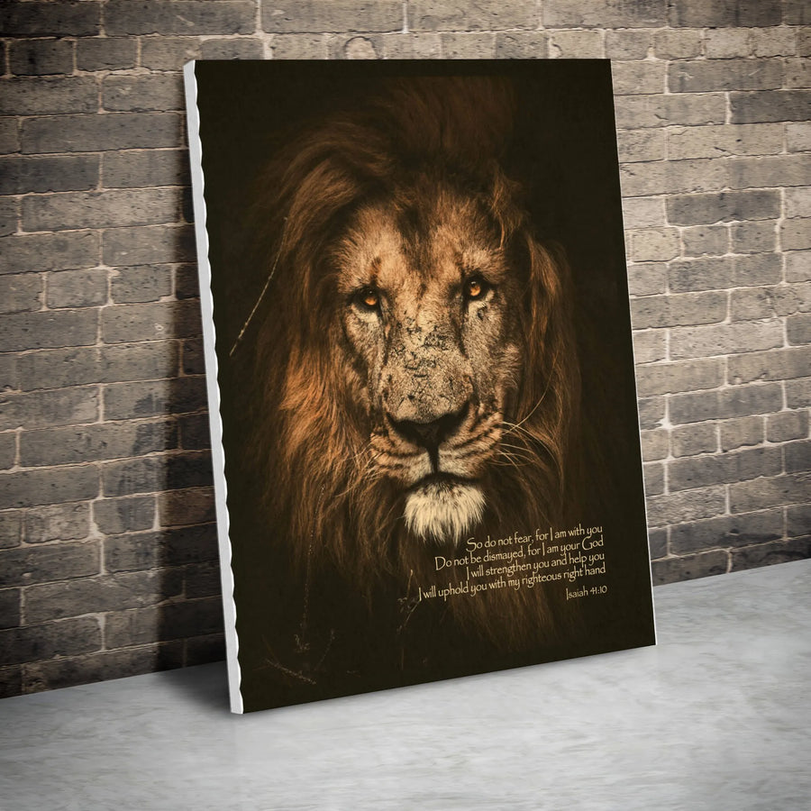Isaiah 41:10 Lion Canvas Art | Inspirational Bible Verse Wall Decor | Premium 1.25 Inch Gallery Wrap | Christian Home Gift For Men And Women